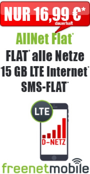 freeFlat 15 GB LTE 16.99